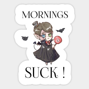 Mornings Suck Vampire Fangs Sticker